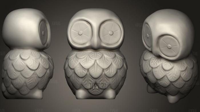 Owl Figurine stl model for CNC